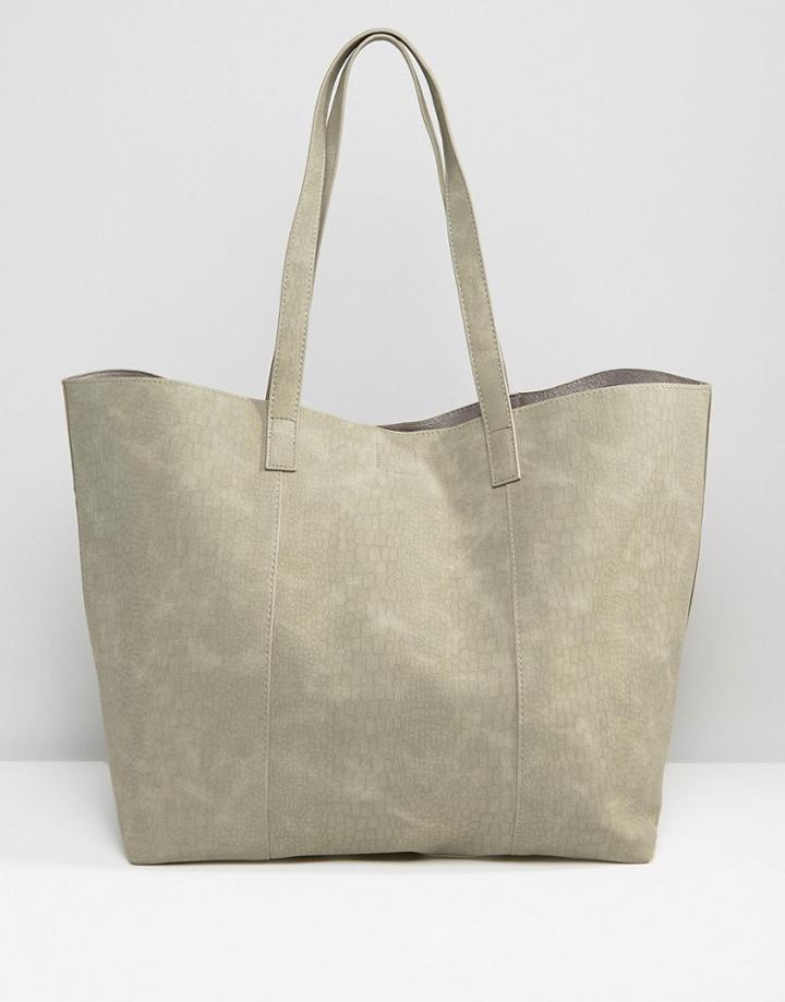 Warehouse Embossed Croc Shopper Bag - Gray
