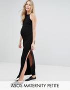 Asos Maternity Petite High Neck Maxi Dress - Black
