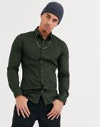 Only & Sons Slim Fit Stretch Poplin Shirt In Green