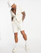 Asos Design Oversized Polar Fleece Shorts In Beige - Part Of A Set-neutral