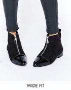 Asos Albie Wide Fit Pointed Ankle Boots - Black