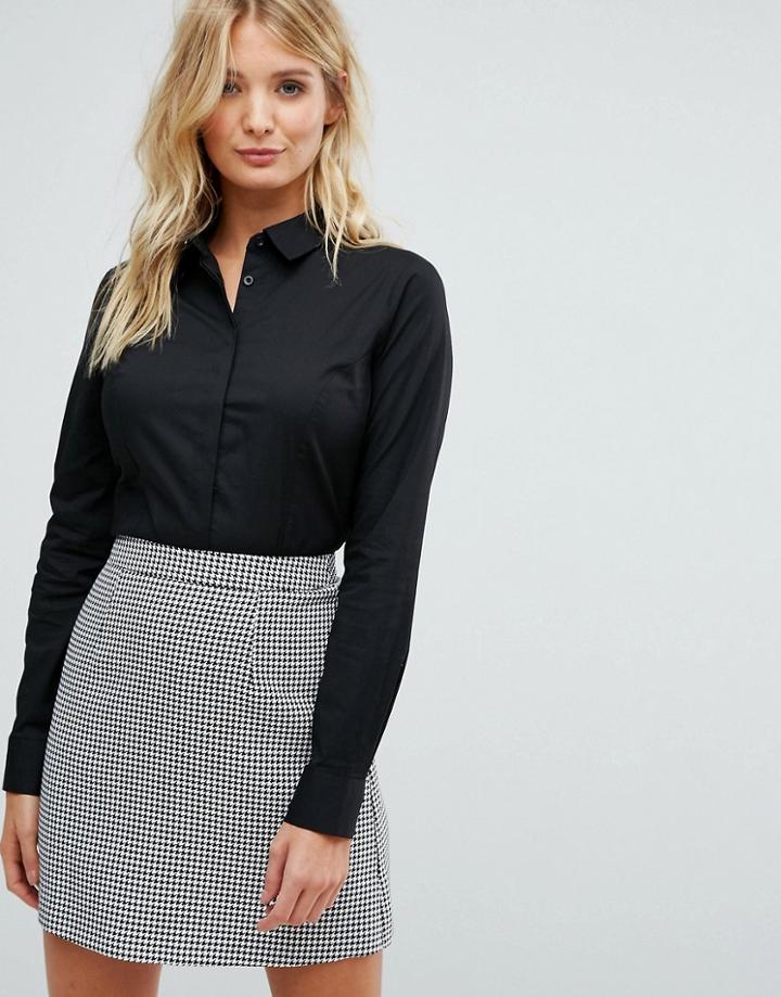 Asos Fuller Bust Shirt In Stretch Cotton - Black