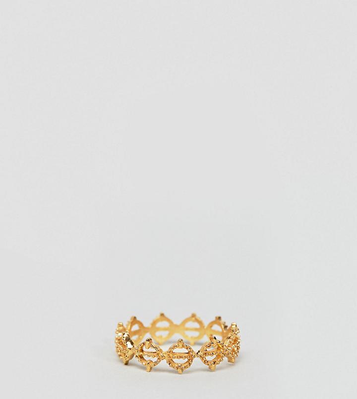 Asos Design Gold Plated Sterling Silver Filigree Ring - Gold