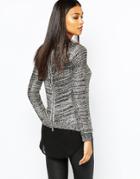 Lipsy Sequin Sweater With Chiffon Underlay And Zip Back - Multi