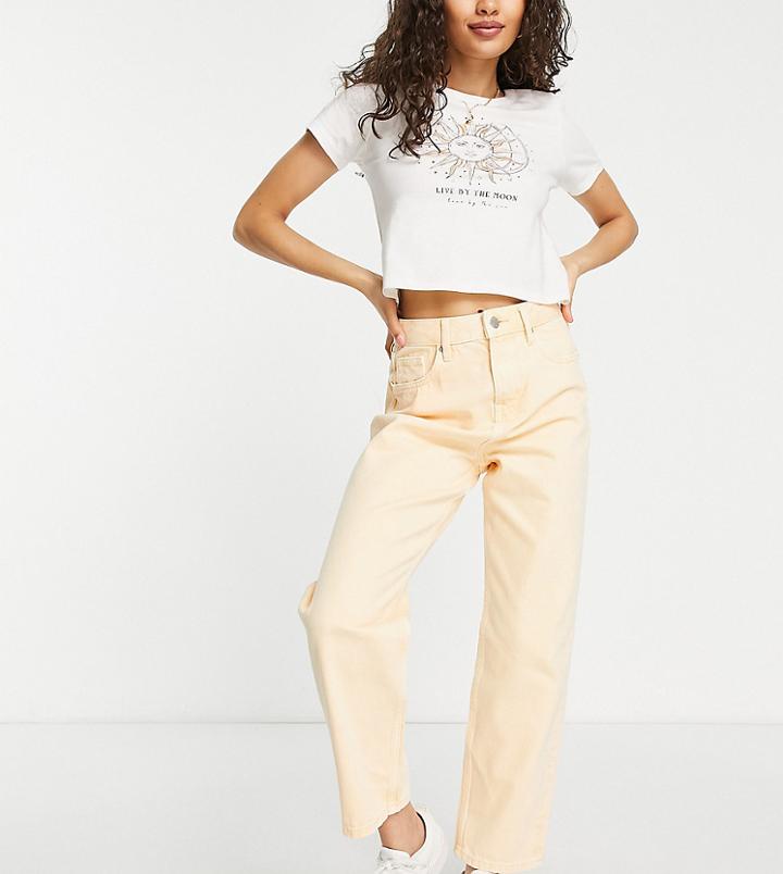 Miss Selfridge Petite High Rise Relaxed Dad Jeans In Apricot-orange