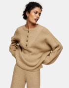 Topshop Knitted Sweater In Beige-neutral