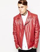 Religion Cutter Leather Biker Jacket - Red