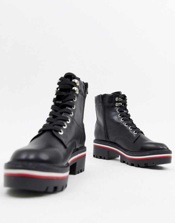 Stradivarius Chunky Sole Lace Front Boot - Black