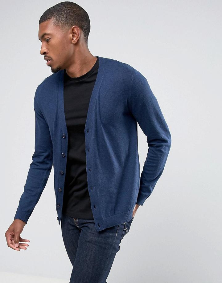 Asos Cotton Cardigan In Navy - Navy