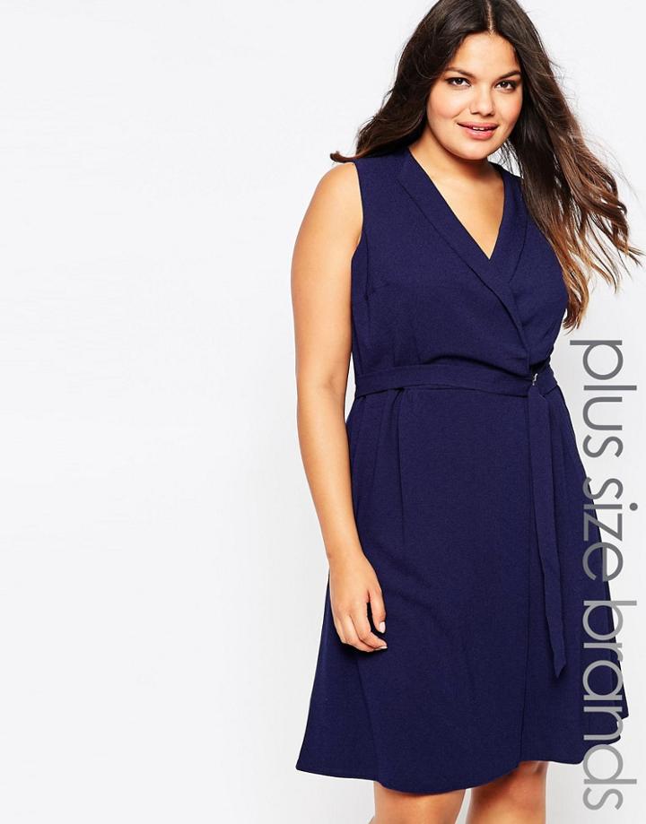 Lovedrobe Plus Wrap Dress - Navy