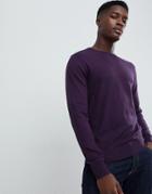 Burton Menswear Crew Neck Sweater In Purple - Purple