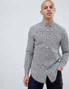 Armani Exchange Houndstooth Geo Print Shirt In Black/white
