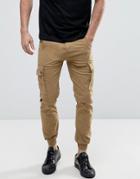 Jack & Jones Intelligence Slim Fit Cuffed Cargo Pants - Beige