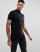 Asos Design Muscle Fit Turtleneck T-shirt In Black - Black