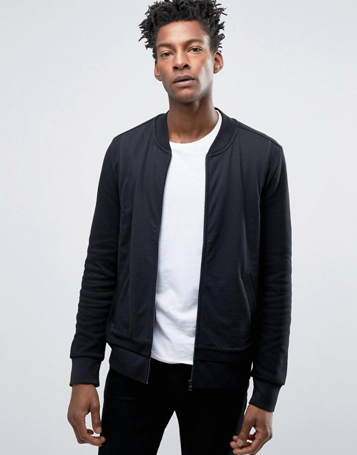 Hugo By Hugo Boss Dencore Sweat Bomber Pique And Jersey - Black