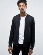 Hugo By Hugo Boss Dencore Sweat Bomber Pique And Jersey - Black