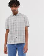 Asos Design Relaxed Check Shirt In Gray - White