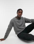Brave Soul Crew Neck Sweater Flat Knit In Dk Gray Marl-grey