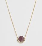 Asos Design Curve Necklace With Semi-precious Agate Stone And Geo Bar In Gold Tone - Gold