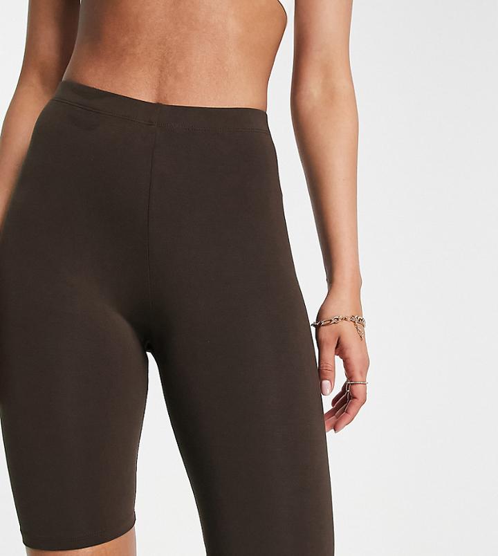 Asos Design Tall Basic Legging Short In Chocolate-brown