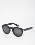 Asos Chunky Round Sunglasses In Matte Black And Gunmetal - Black