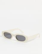Asos Design Angled Sunglasses With Ecru Frame And Smoke Lens-black