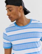 Jack & Jones Core Printed Stripe T-shirt In Blue - Blue