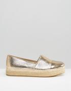 Steve Madden Prioriti Gold Metallic Espadrilles - Gold Synthetic