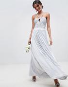 Asos Design Bridesmaid Ruched Cross Front Maxi Dress - Gray