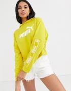 Puma Amplified Cropped Hoody In Yellow