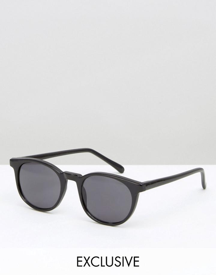 Reclaimed Vintage Round Sunglasses In Black - Gold