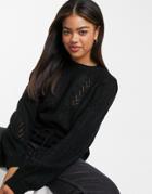 Threadbare Ellie Patterned Sweater With Tie-black