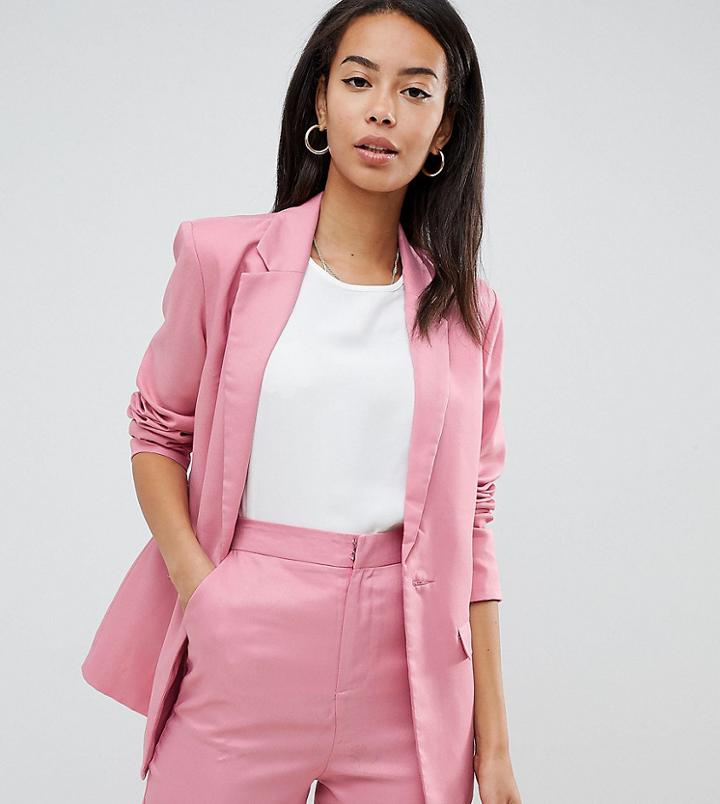 Fashion Union Tall Tie Waist Blazer Two-piece - Pink