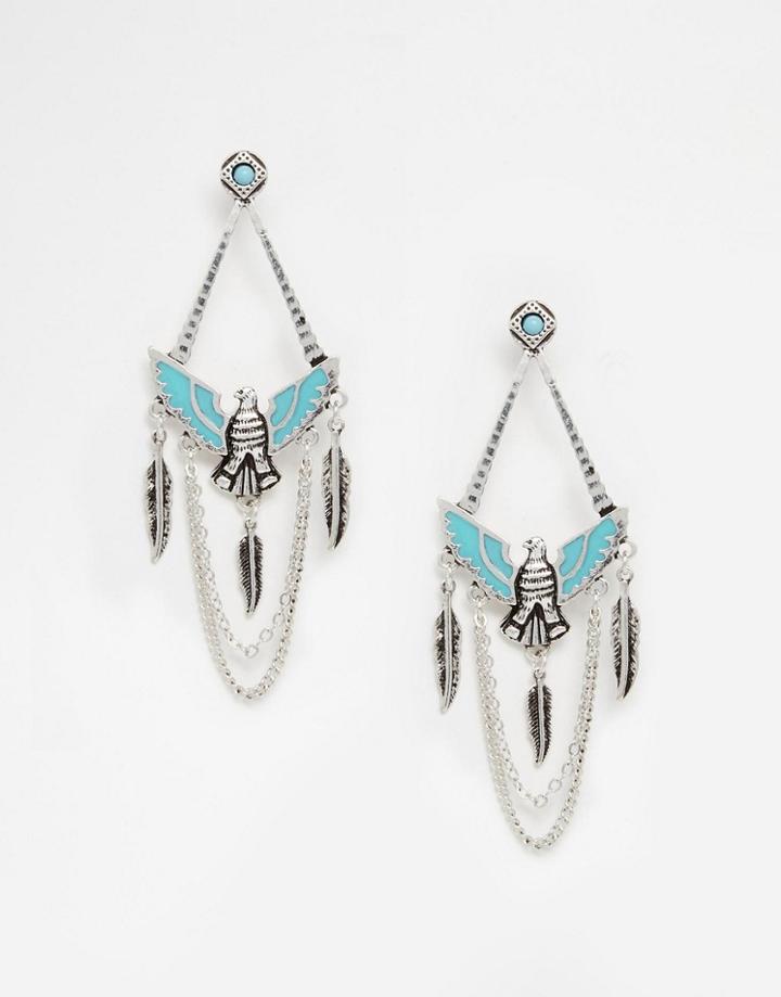Asos Eagle Feather Chandelier Earrings - Mixed Metal