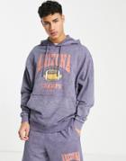 Asos Design Oversized Hoodie In Navy Vintage Wash With Arizona Varsity Print - Part Of A Set