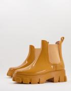 Asos Design Giana Chunky Chelsea Rain Boots In Sand-neutral