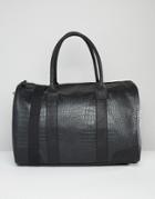 Asos Smart Carryall In Black Faux Leather With Crocodile Effect - Blac