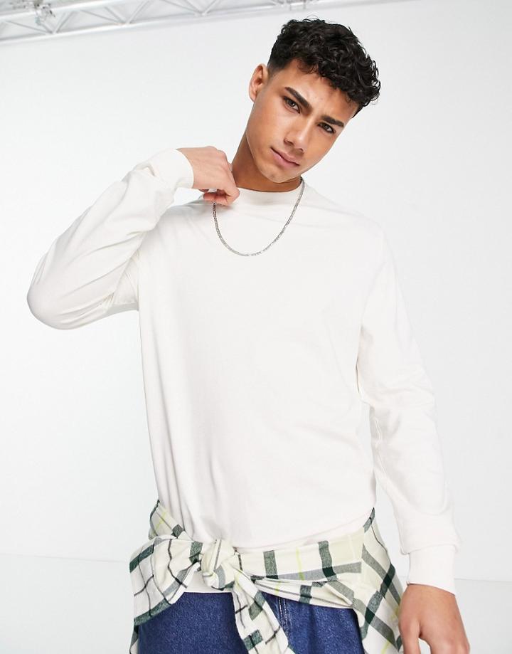Asos Design Lightweight Sweatshirt In Soft White