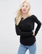 Asos T-shirt With Long Sleeves And Crew Neck - Black