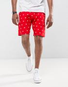 Champion Shorts With All Over Logo Print In Red - Red