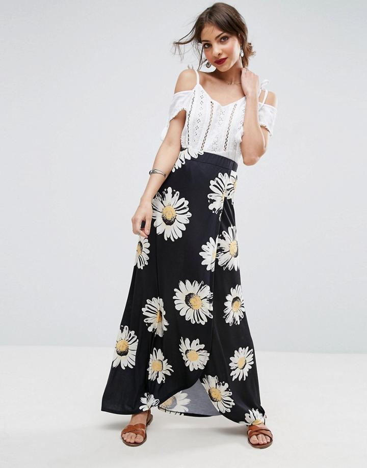 Asos Maxi Skirt In Daisy Print - Multi