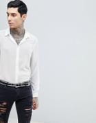 Asos Design Regular Fit Sheer Shirt In Off White - White