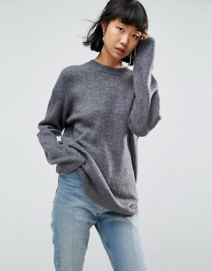 Asos Sweater In Oversized With Crew Neck - Gray