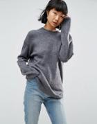 Asos Sweater In Oversized With Crew Neck - Gray
