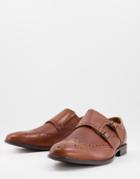 Red Tape Double Monk Brogue Shoes In Tan Leather-brown