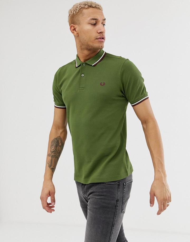 Fred Perry Twin Tipped Polo In Green