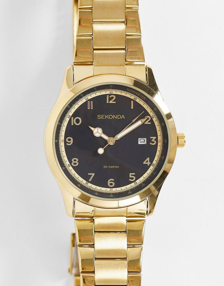 Sekonda Unisex Bracelet Watch With Black Dial In Gold
