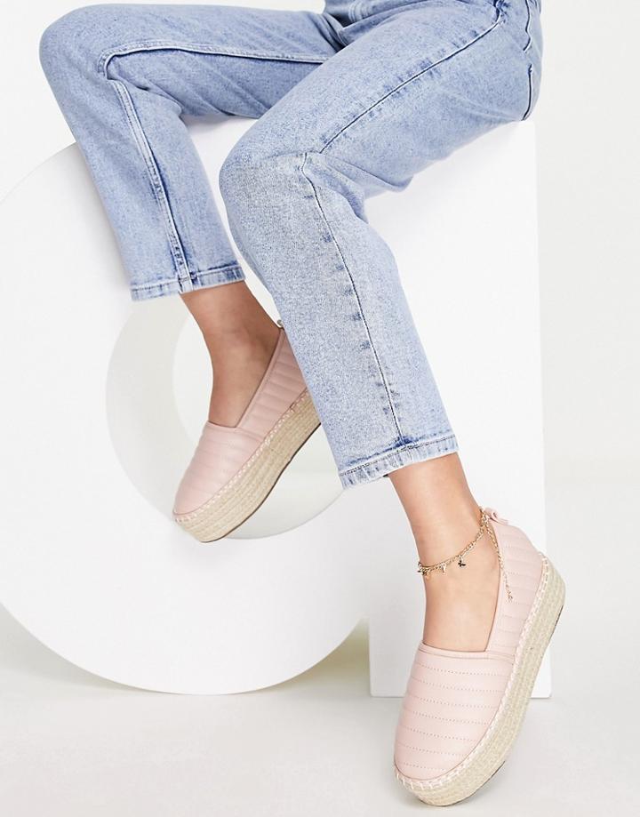 Asos Design Jack Flatform Quilted Espadrilles In Dusty Pink