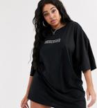 Public Desire Curve Oversized T-shirt Dress With Reflective Obsessed Print