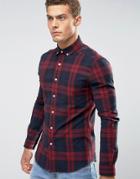 Asos Skinny Checked Shirt In Red - Red